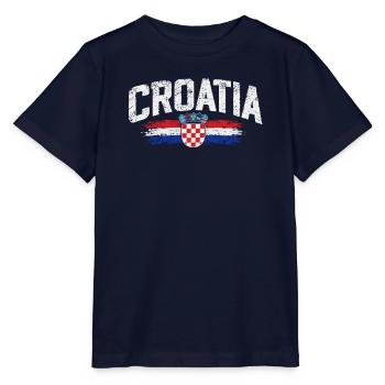 Kroatien - Vintage - Croatia - Wappen - Stanley/Stella Kinder T-Shirt MINI CREATOR  - Navy - Vorne - Kain (125cm)