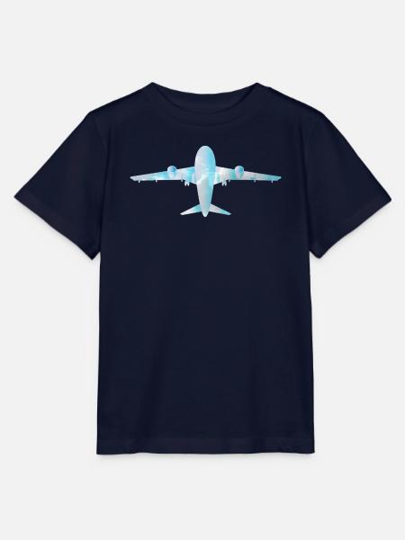 Passagierflugzeug mit Wolkenmuster - Stanley/Stella Kinder T-Shirt MINI CREATOR  - Navy