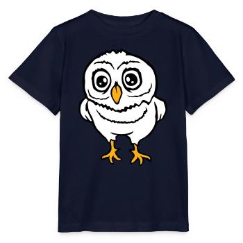 Eule Vogel Uhu Nachtvogel Schleiereule Kauz Comic - Stanley/Stella Kinder T-Shirt MINI CREATOR  - Navy - Vorne - Kain (125cm)