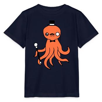 Kraken Mr. Sir Top Hat Monocle Glasses Empire - Stanley/Stella MINI CREATOR Kids’ T-Shirt - navy - Front - Kain (125cm)