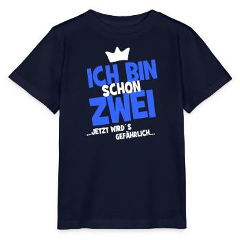 Ich bin schon zwei ... jetzt wird es gefährlich... - Stanley/Stella Kinder T-Shirt MINI CREATOR  - Navy - Vorne - Kain (125cm)