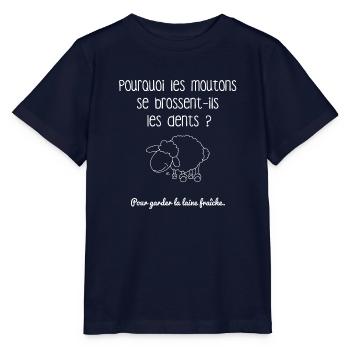 La laine fraîche (blanc) - T-shirt bio MINI CREATOR Stanley/Stella Enfant - marine - Devant - Kain (125cm)
