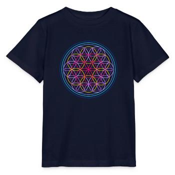 Blume des Lebens rot-blau - Stanley/Stella Kinder T-Shirt MINI CREATOR  - Navy - Vorne - Kain (125cm)