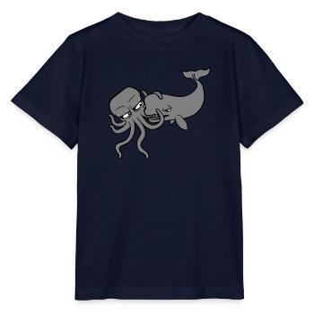 Octopus Whale 2 Combattre Monstre des profondeurs Monstre marin - T-shirt bio MINI CREATOR Stanley/Stella Enfant - marine - Devant - Kain (125cm)