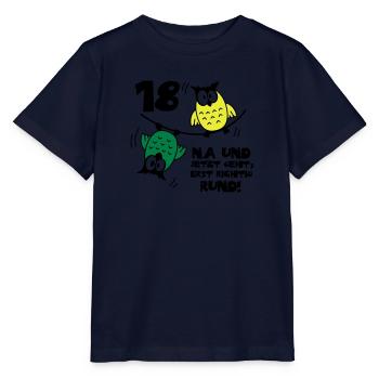 18 birthday, owls on the rope, round - Stanley/Stella MINI CREATOR Kids’ T-Shirt - navy - Front - Kain (125cm)