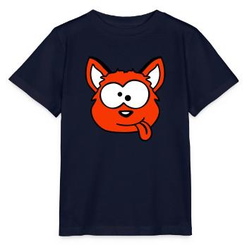 Dog Fox Funny Grimace Squint Tongue Out - Stanley/Stella MINI CREATOR Kids’ T-Shirt - navy - Front - Kain (125cm)