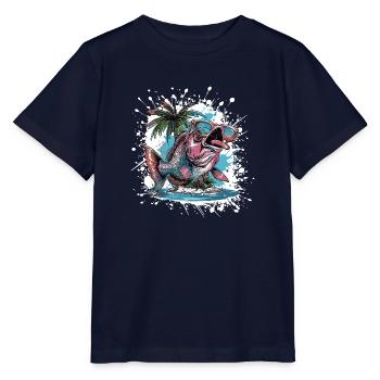 Whale Summer Vacation - Stanley/Stella MINI CREATOR Kids’ T-Shirt - navy - Front - Kain (125cm)