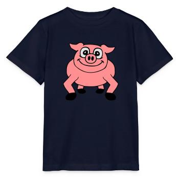 Mignon bande dessinée cochon peeps friendly - T-shirt bio MINI CREATOR Stanley/Stella Enfant - marine - Devant - Kain (125cm)