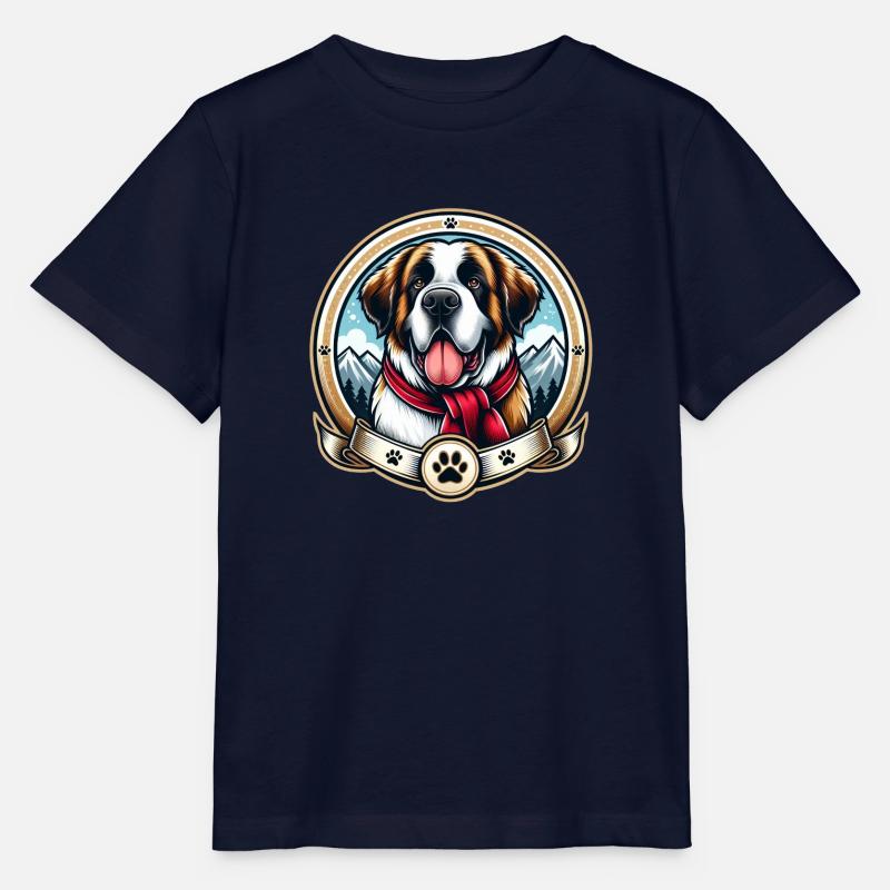 Logo du chien de Saint-Bernard - T-shirt bio MINI CREATOR Stanley/Stella Enfant - marine