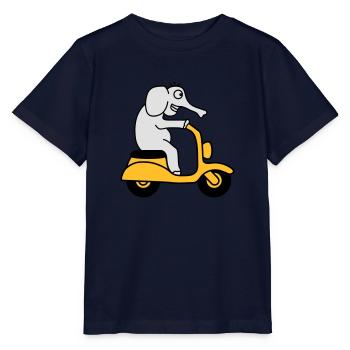 Moped Elephant - Stanley/Stella Kinder T-Shirt MINI CREATOR  - Navy - Vorne - Kain (125cm)