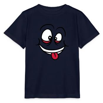verruecktes gesicht augen mund zunge lustig grimas - Stanley/Stella Kinder T-Shirt MINI CREATOR  - Navy - Vorne - Kain (125cm)