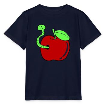 wurm apfel - Stanley/Stella Kinder T-Shirt MINI CREATOR  - Navy - Vorne - Kain (125cm)