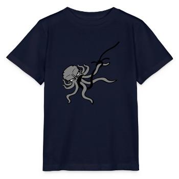 Oktopus Angelhaken Angler Am Haken Kampf Gefangen - Stanley/Stella Kinder T-Shirt MINI CREATOR  - Navy - Vorne - Kain (125cm)