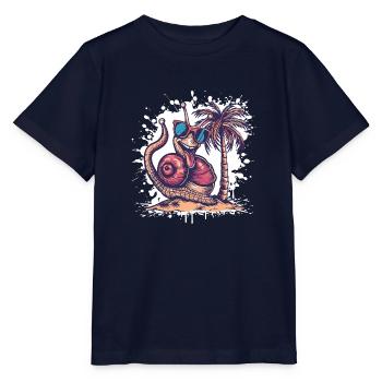 Snail Summer Holiday - Stanley/Stella MINI CREATOR Kids’ T-Shirt - navy - Front - Kain (125cm)