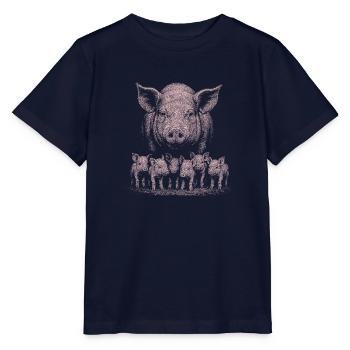 Domestic pig - Stanley/Stella MINI CREATOR Kids’ T-Shirt - navy - Front - Kain (125cm)