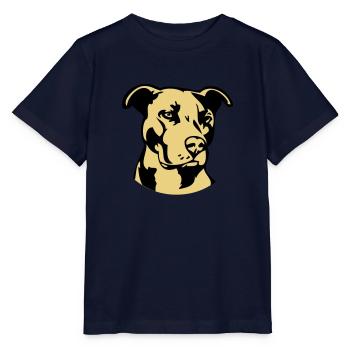 Pitbull zweifarbig - Hund Kampfhund - Stanley/Stella Kinder T-Shirt MINI CREATOR  - Navy - Vorne - Kain (125cm)