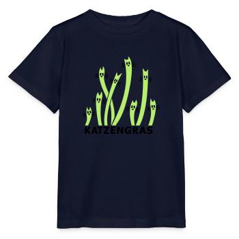 Cat Grass 2 - Stanley/Stella MINI CREATOR Kids’ T-Shirt - navy - Front - Kain (125cm)