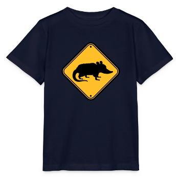 Opossum Gefahr Schild - Stanley/Stella Kinder T-Shirt MINI CREATOR  - Navy - Vorne - Kain (125cm)