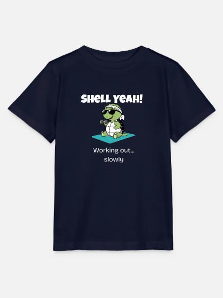 Funny Turtle Gym T-Shirt – Shell Yeah - Stanley/Stella Kinder T-Shirt MINI CREATOR  - Navy