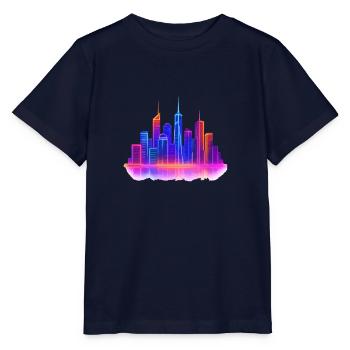 Néon Skyline City - T-shirt bio MINI CREATOR Stanley/Stella Enfant - marine - Devant - Kain (125cm)