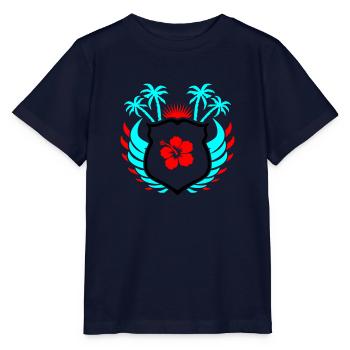 Paradise Hibiskus Blume - Stanley/Stella Kinder T-Shirt MINI CREATOR  - Navy - Vorne - Kain (125cm)