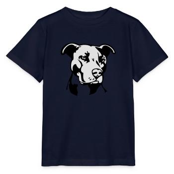 Pitbull zweifarbig 2 - Hund Kampfhund - Stanley/Stella Kinder T-Shirt MINI CREATOR  - Navy - Vorne - Kain (125cm)