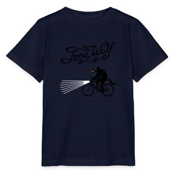 Lone Wolf on bike - Stanley/Stella MINI CREATOR Kids’ T-Shirt - navy - Front - Kain (125cm)