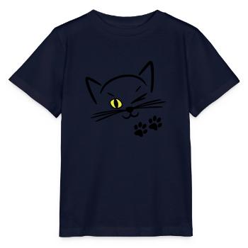 chat mignon, clin d'oeil - T-shirt bio MINI CREATOR Stanley/Stella Enfant - marine - Devant - Kain (125cm)