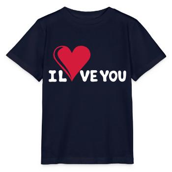 I LOVE YOU - Je t'aime - Saint-Valentin - T-shirt bio MINI CREATOR Stanley/Stella Enfant - marine - Devant - Kain (125cm)