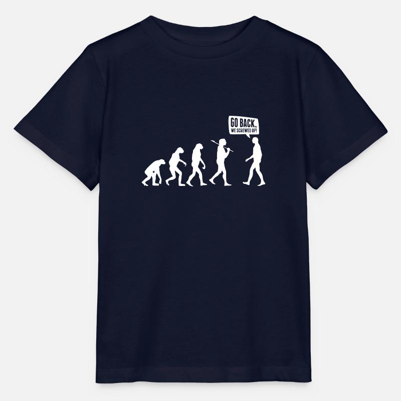 Go back we screwed up - Evolution Lustig Humor - T-shirt bio MINI CREATOR Stanley/Stella Enfant - marine