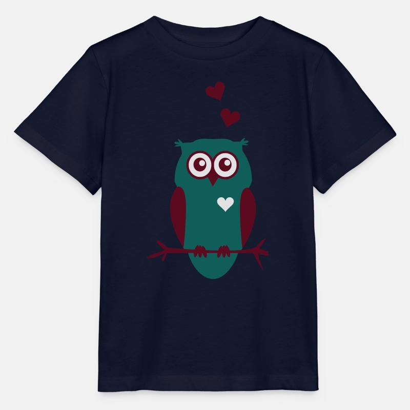 Chouette avec des coeurs - T-shirt bio MINI CREATOR Stanley/Stella Enfant - marine