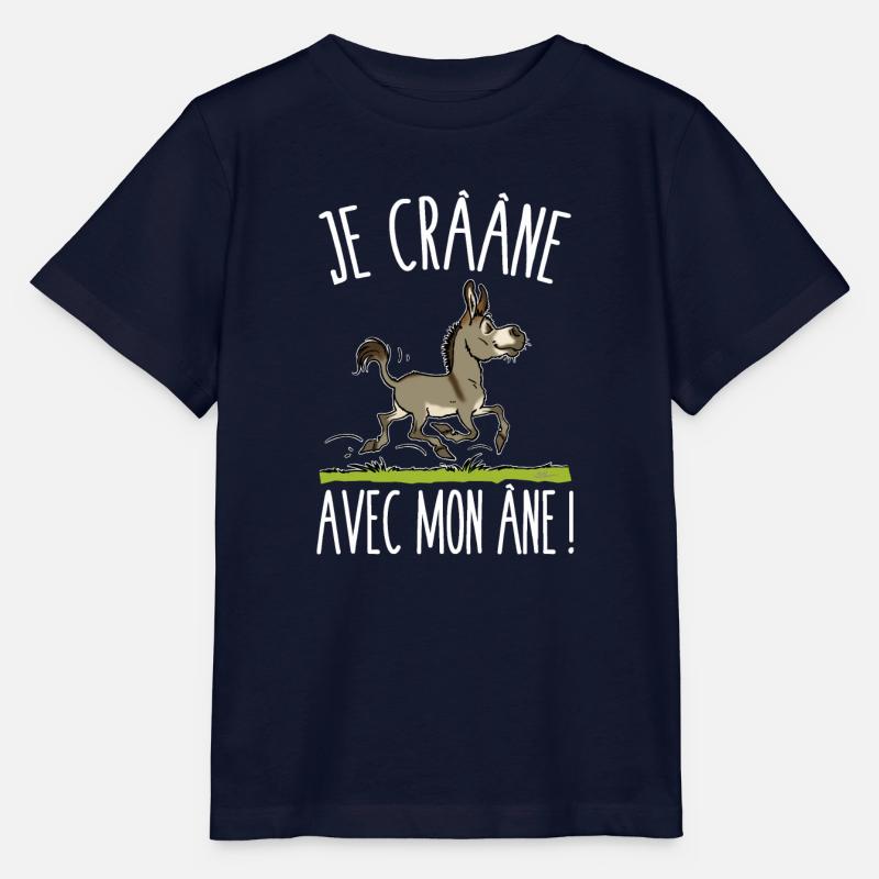 Je crâne avec mon âne (gris,texte blanc - T-shirt bio MINI CREATOR Stanley/Stella Enfant - marine