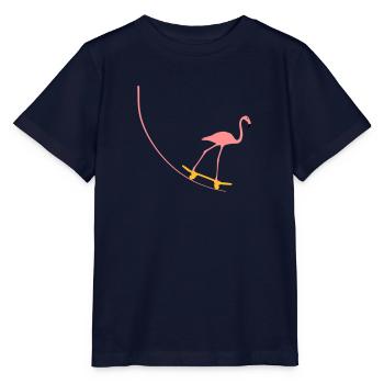Flamingo on skateboard - Stanley/Stella MINI CREATOR Kids’ T-Shirt - navy - Front - Kain (125cm)