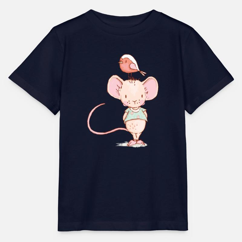 Maus mit Vogel - Stanley/Stella Kinder T-Shirt MINI CREATOR  - Navy