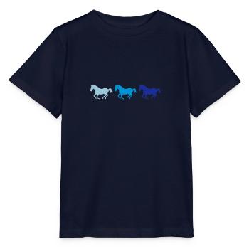 Trois chevaux au galop - T-shirt bio MINI CREATOR Stanley/Stella Enfant - marine - Devant - Kain (125cm)