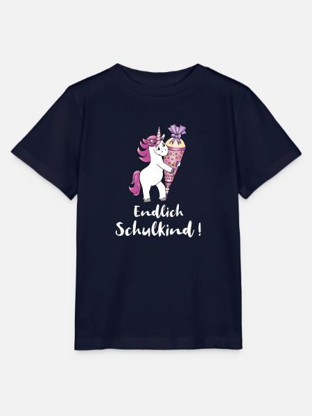 Einhorn mit Zuckertüte Einschulung Schulanfang - Stanley/Stella Kinder T-Shirt MINI CREATOR - Navy