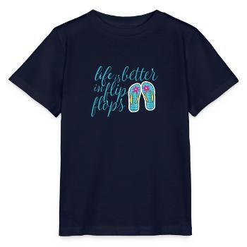 life is better in flip flops - Stanley/Stella Kinder T-Shirt MINI CREATOR  - Navy - Vorne - Kain (125cm)