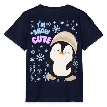 Women’s Cute Winter Penguin Sweater, I’m Snow Cute - Stanley/Stella MINI CREATOR Kids’ T-Shirt - navy - Front - Kain (125cm)