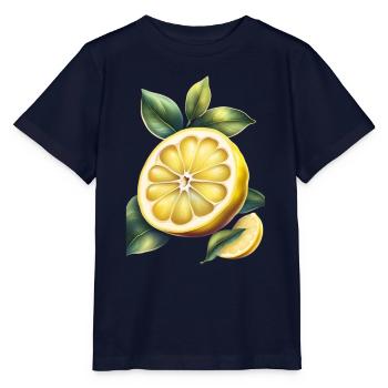 Ein gelbes Zitronen-T-Shirt-Design - Stanley/Stella Kinder T-Shirt MINI CREATOR  - Navy - Vorne - Kain (125cm)