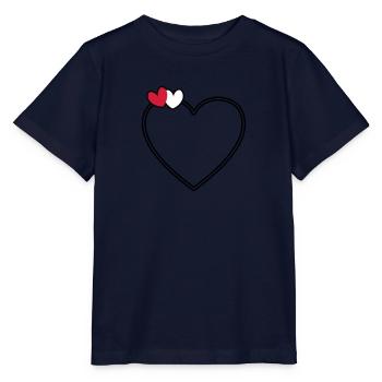 2 Herzen Herz Rahmen - Stanley/Stella Kinder T-Shirt MINI CREATOR  - Navy - Vorne - Kain (125cm)
