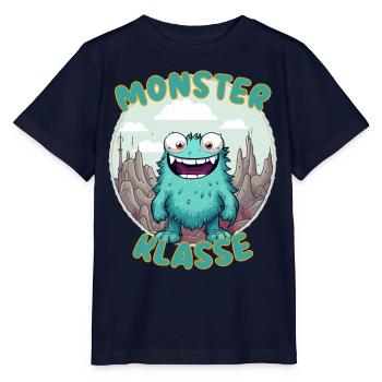Süßes Monsterklasse Grundschule Klassentier - Stanley/Stella Kinder T-Shirt MINI CREATOR  - Navy - Vorne - Kain (125cm)