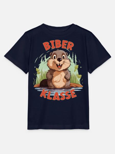 Cartoon Biberklasse Grundschule Klassentier Biber - Stanley/Stella Kinder T-Shirt MINI CREATOR  - Navy