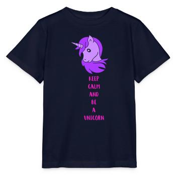 unicorn keep calm - Stanley/Stella MINI CREATOR Kids’ T-Shirt - navy - Front - Kain (125cm)