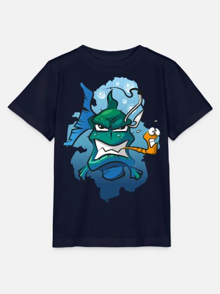 Lustiger Fisch Raubfisch für Angler - Stanley/Stella Kinder T-Shirt MINI CREATOR - Navy