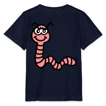 Naughty earthworm - Stanley/Stella MINI CREATOR Kids’ T-Shirt - navy - Front - Kain (125cm)