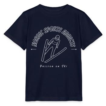 Nordic Sports Addicts - Ski Jumping - Stanley/Stella Kinder T-Shirt MINI CREATOR  - Navy - Vorne - Kain (125cm)