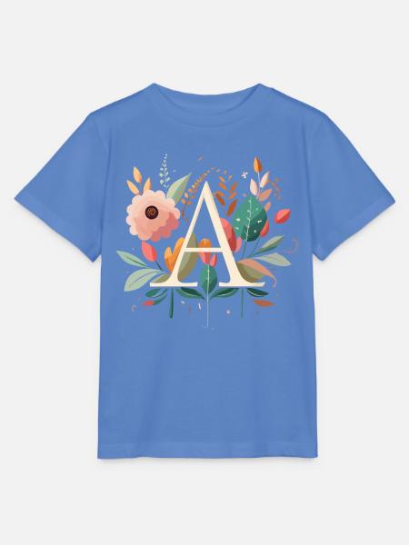 A Typografie mit Blumen - Stanley/Stella Kinder T-Shirt MINI CREATOR  - Blau