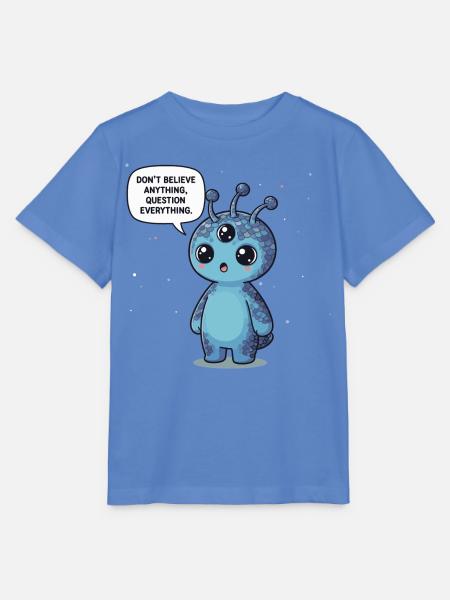 Niedlicher Alien: Statement - Alles hinterfragen - Stanley/Stella Kinder T-Shirt MINI CREATOR  - Blau