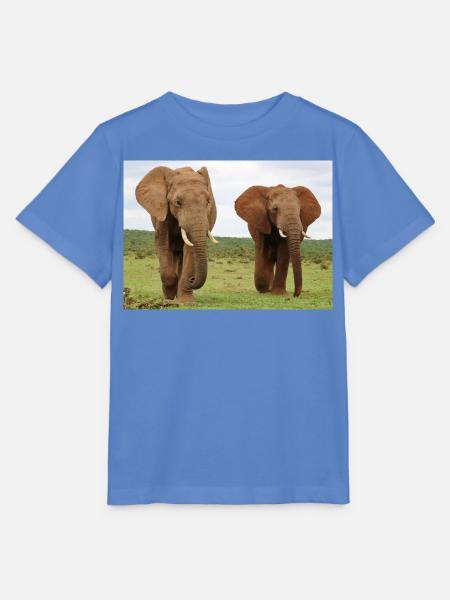 Zwei Elefanten auf Savanne - Stanley/Stella Kinder T-Shirt MINI CREATOR - Blau