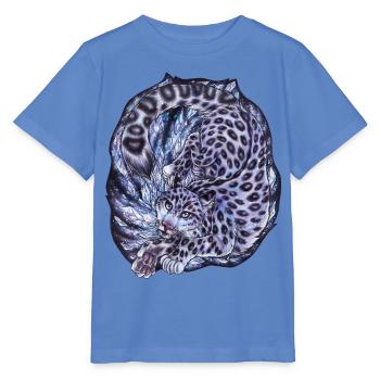 Cooler Schneeleopard Raubkatze Eis Sturm Schnee - Stanley/Stella Kinder T-Shirt MINI CREATOR  - Blau - Vorne - Taisha (125cm)